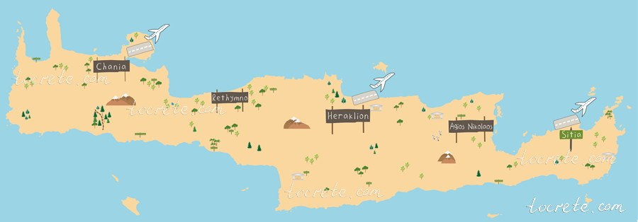 Аэропорты Крита на карте