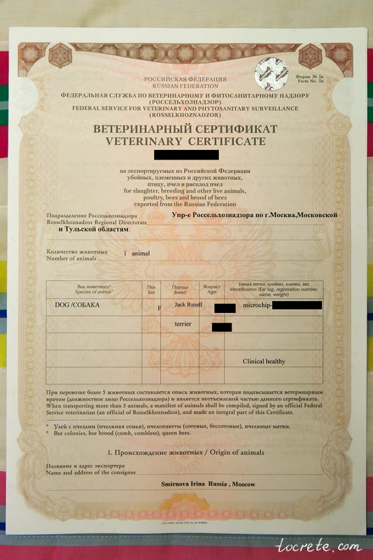 Ветеринарный сертификат 5а Ветеринарный сертификат 5а